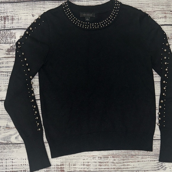 Ann Taylor Black pearlızed sweater Sz. S - Picture 4 of 8